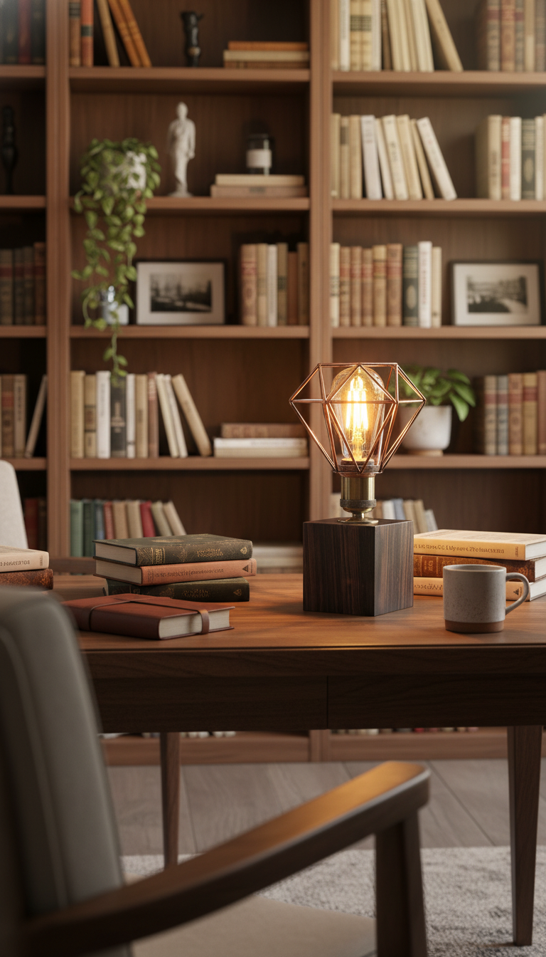 Lampe artisanale à poser, lampe de chevet, lampe de salon, lampe de bibliothèque, lampe de bureau. Ambiance cosy premium et chaleureuse.