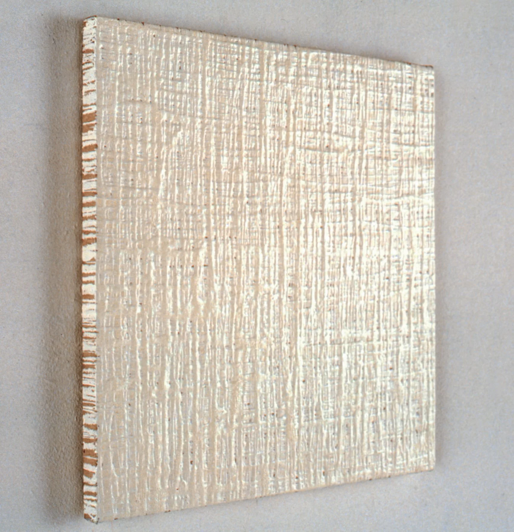 Wrapped Linen, Oil on canvas mounted on raw white plaster, 1992, 100 x 100 cm
