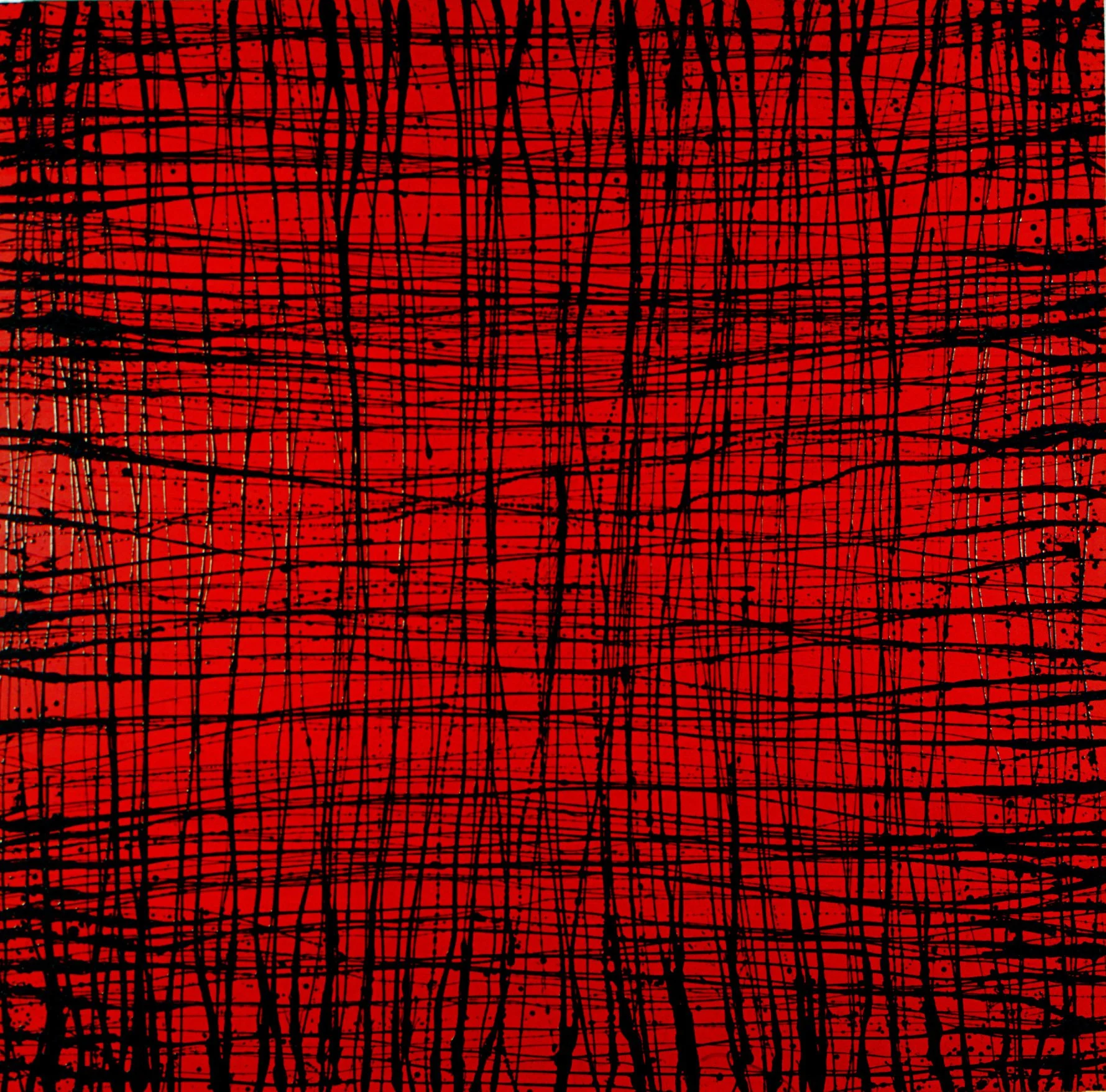 Untitled (Black on Red), Oil on Canvas, 1993, 193 x 193 cm