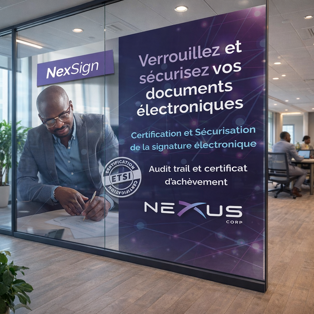 Bureau moderne avec publicité NexSign.png