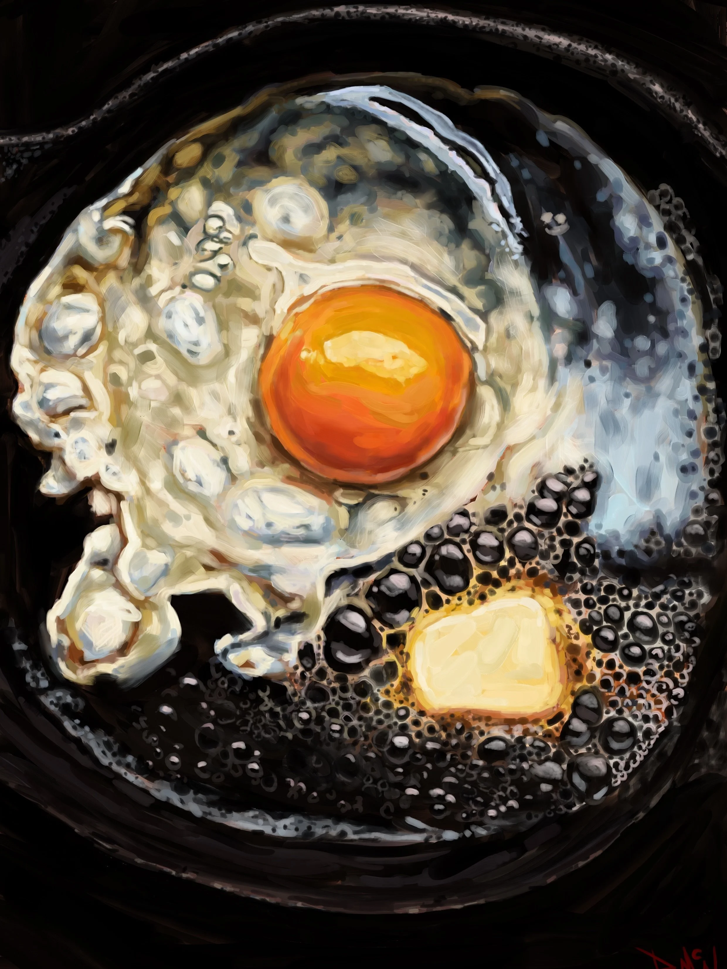 Hobbit egg. 
 
Actually this would need a sausage, tomatoes, mushrooms and bacon to be a hobbit breakfast. But when so far away from home this&rsquo;ll have to do. 
 
There&rsquo;s something so comforting about this cast iron pan. You can almost tast