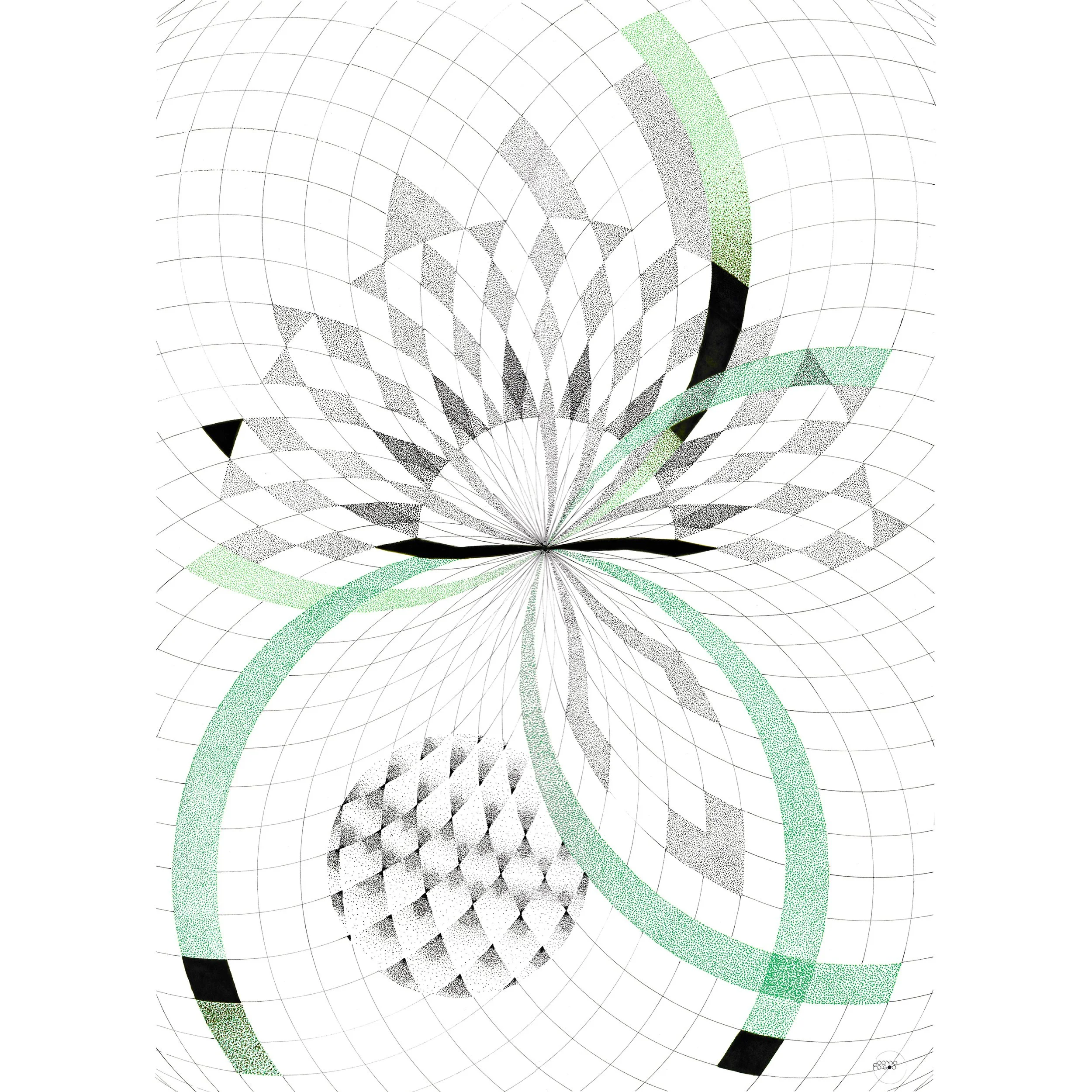 Vortex II - Green Arc - Geometric Fine Art Print