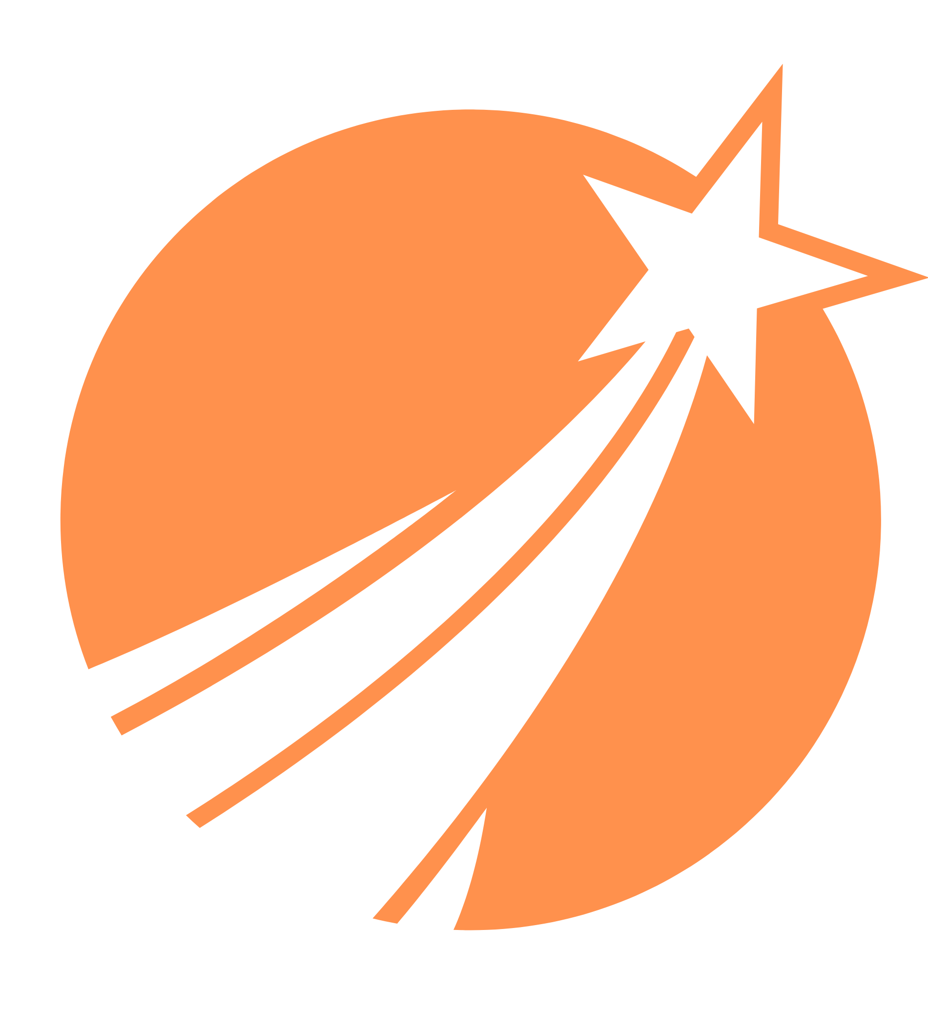 Graphic of an orange missile with a star-shaped explosion at the tip, shooting across a peach-colored circular background.