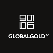 Logo von GLOBALGOLD AG mit schwarzen Hintergrund und weißem Text.