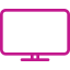 Simplified black outline of a computer monitor with a purple background