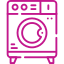 A digital illustration of a washing machine front view with a round door and control panel.
