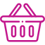 Pink shopping basket icon with handle