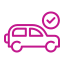 Car icon with a magnifying glass over it