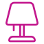 Pink neon outline of a lamp.
