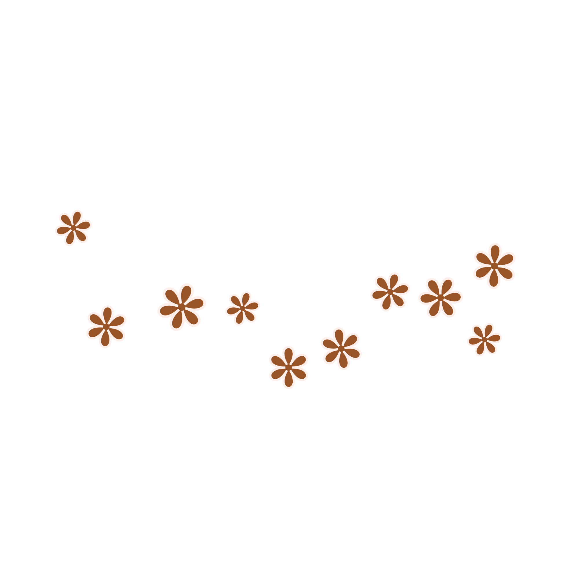 Des fleurs stylisées flottant dessus