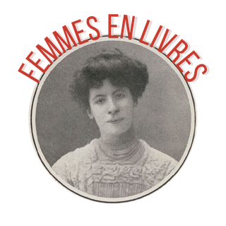 Logo du festival Femmes en livres, représenant Marcelle Tinayre une ecrivaine française du XVIIIeme siècle en noir et blanc.