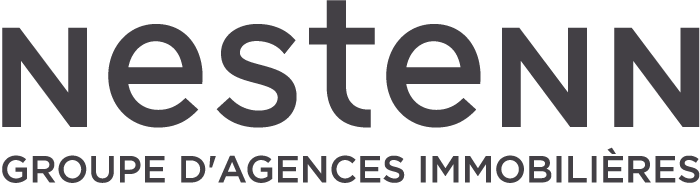 Logo du groupe d'agence immobilières Nestenn. Le mot Nestenn écrit en girs foncé.
