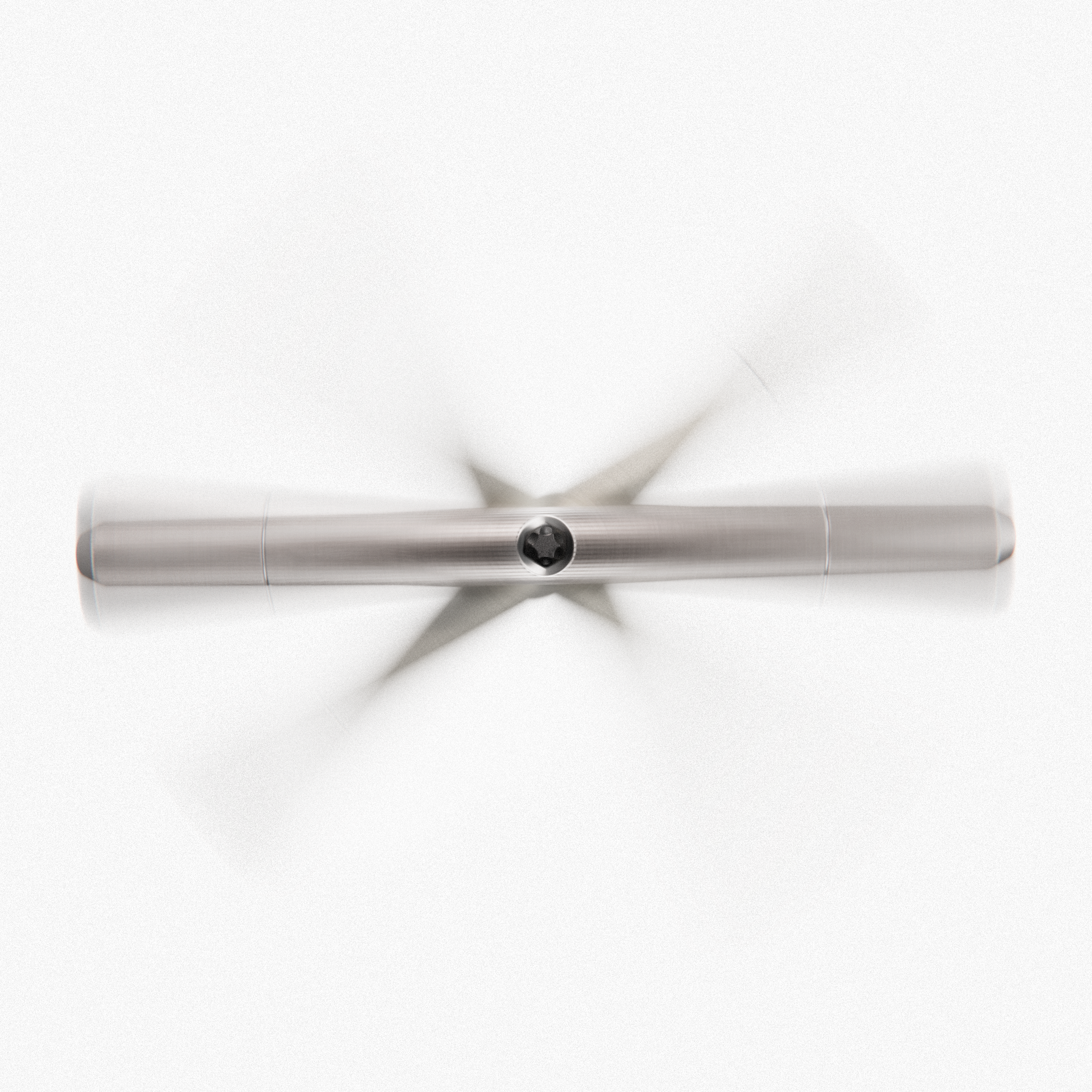 a precision screwdriver with a knurled metallic handle and flat-head tip on a light background.