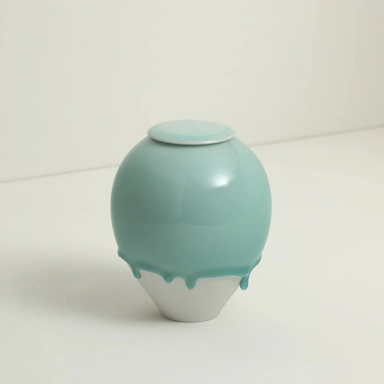 Celadon Vessel "Wearing a Hat" Rounded Version by Lee Jaejun