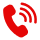 A red telephone handset icon with a curved cord.