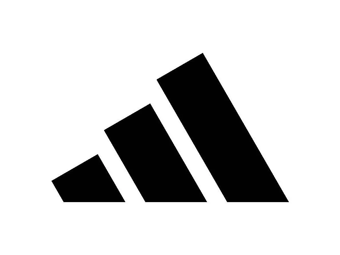 Black Adidas logo on white background.