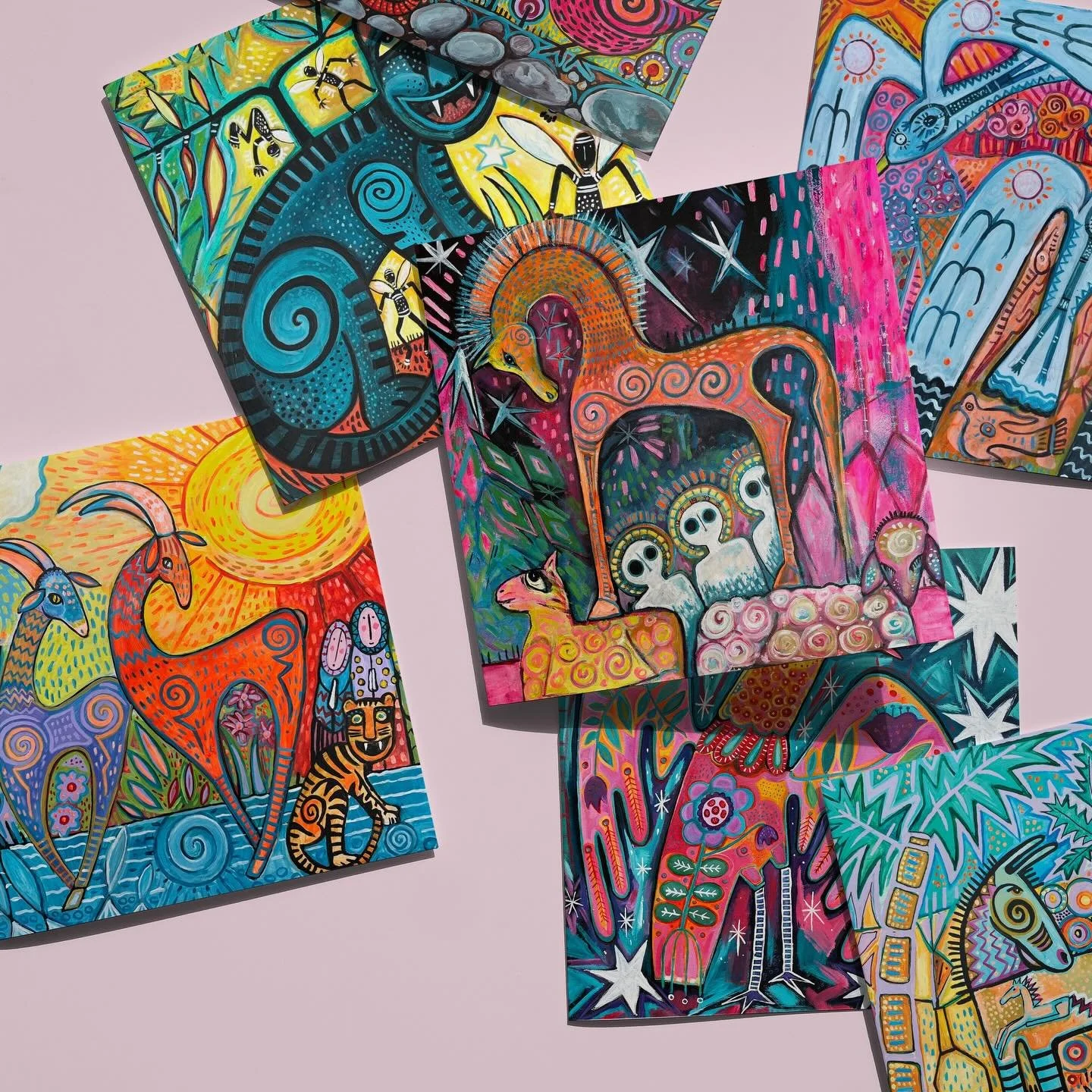 New card designs available @the_seacrow 
.
.
.
#artcards #whimsicalart #folkartpaint #greetingscards