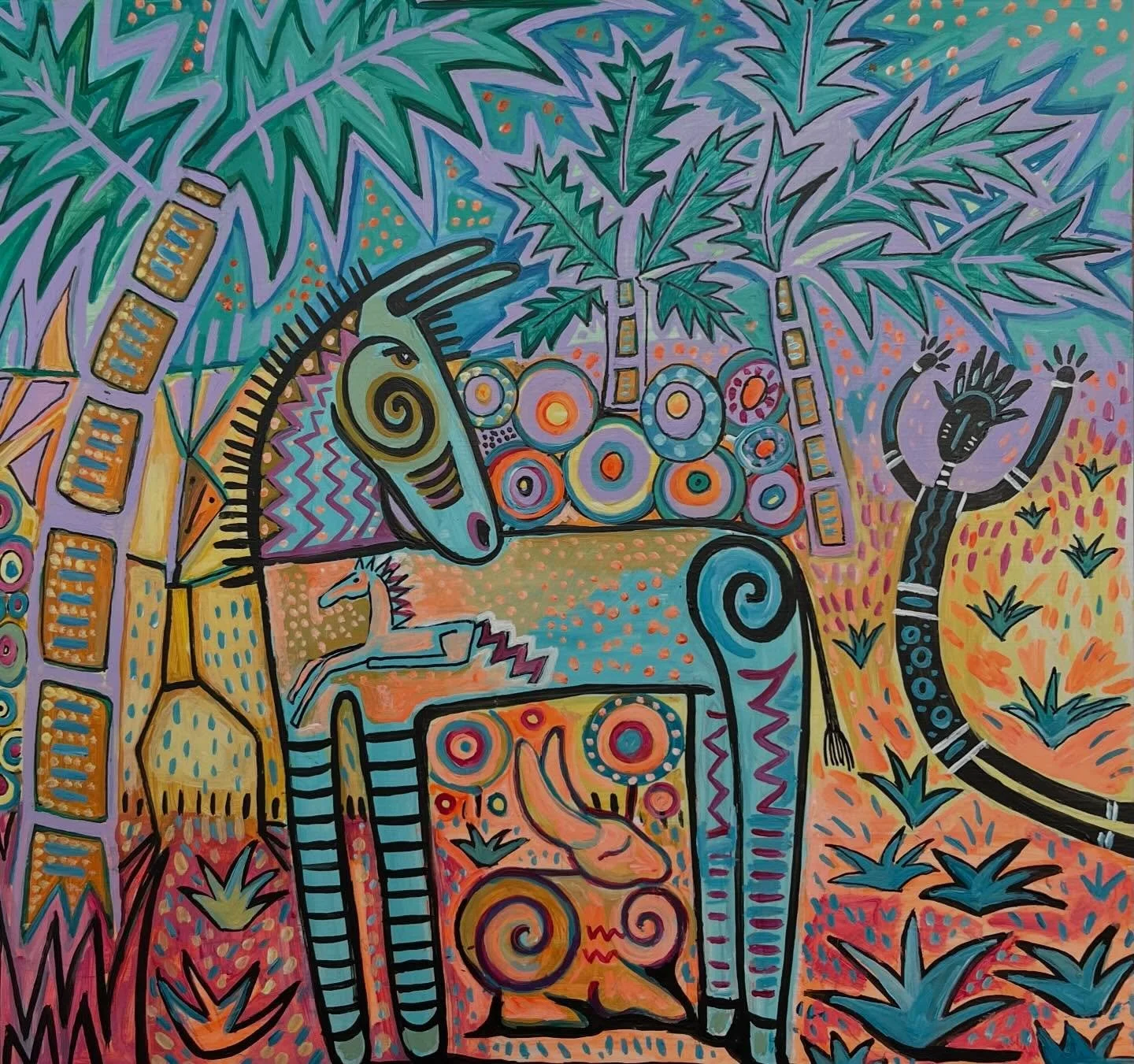 Donkey dreaming days &hellip;.
.
.
.
#acylicpainting #funart #folkartpaint #storytellingart