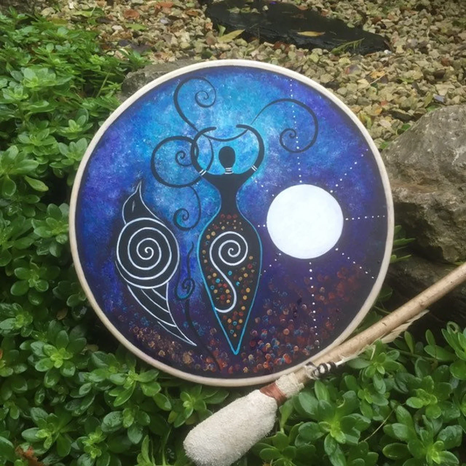 Moon Goddess – Original Hand-Painted Shaman Drum