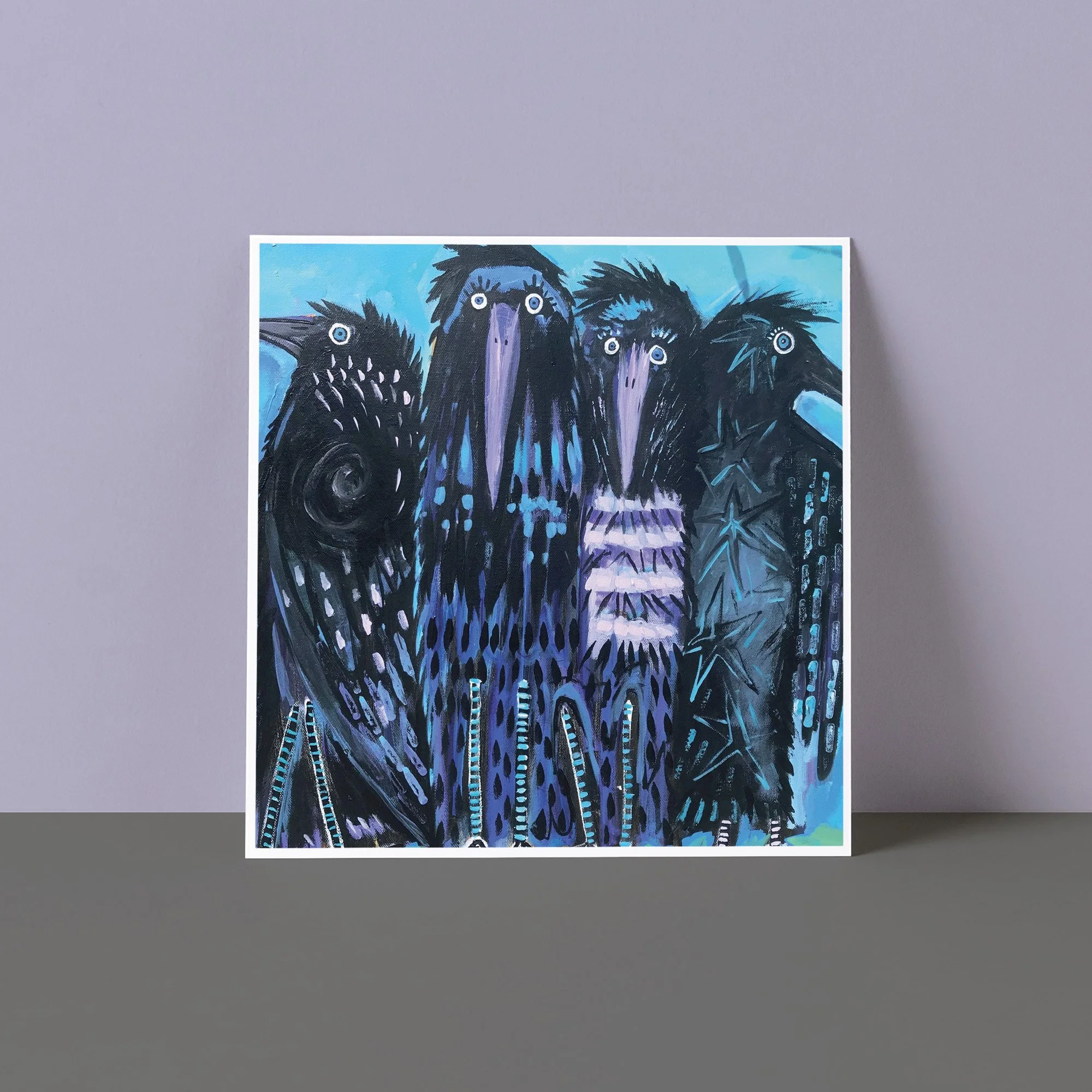 Hand Painted Folk Art Greeting Card - Crow Bros