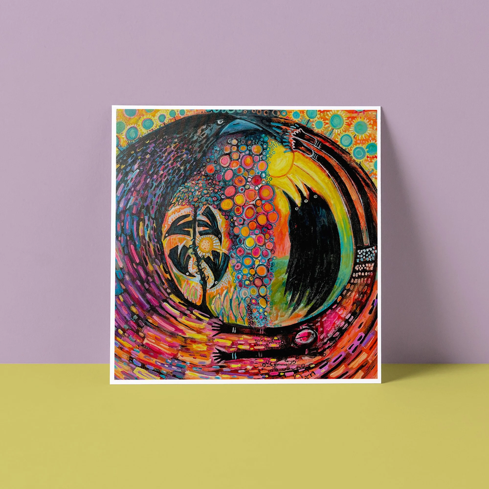 Hand Painted Folk Art Greeting Card - Dreamweaver
