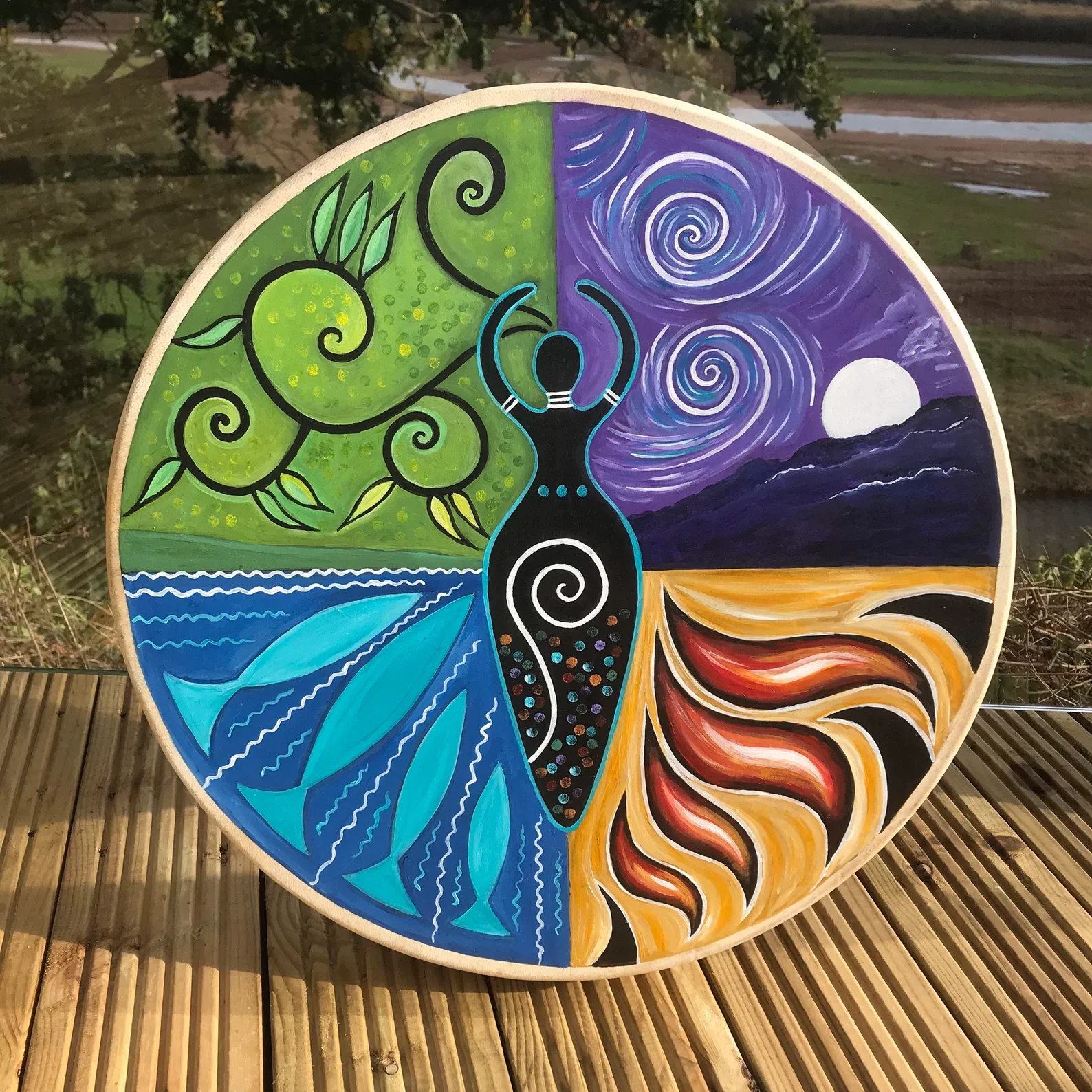 Goddess Of The Elements – Original Hand-Painted Shaman Drum