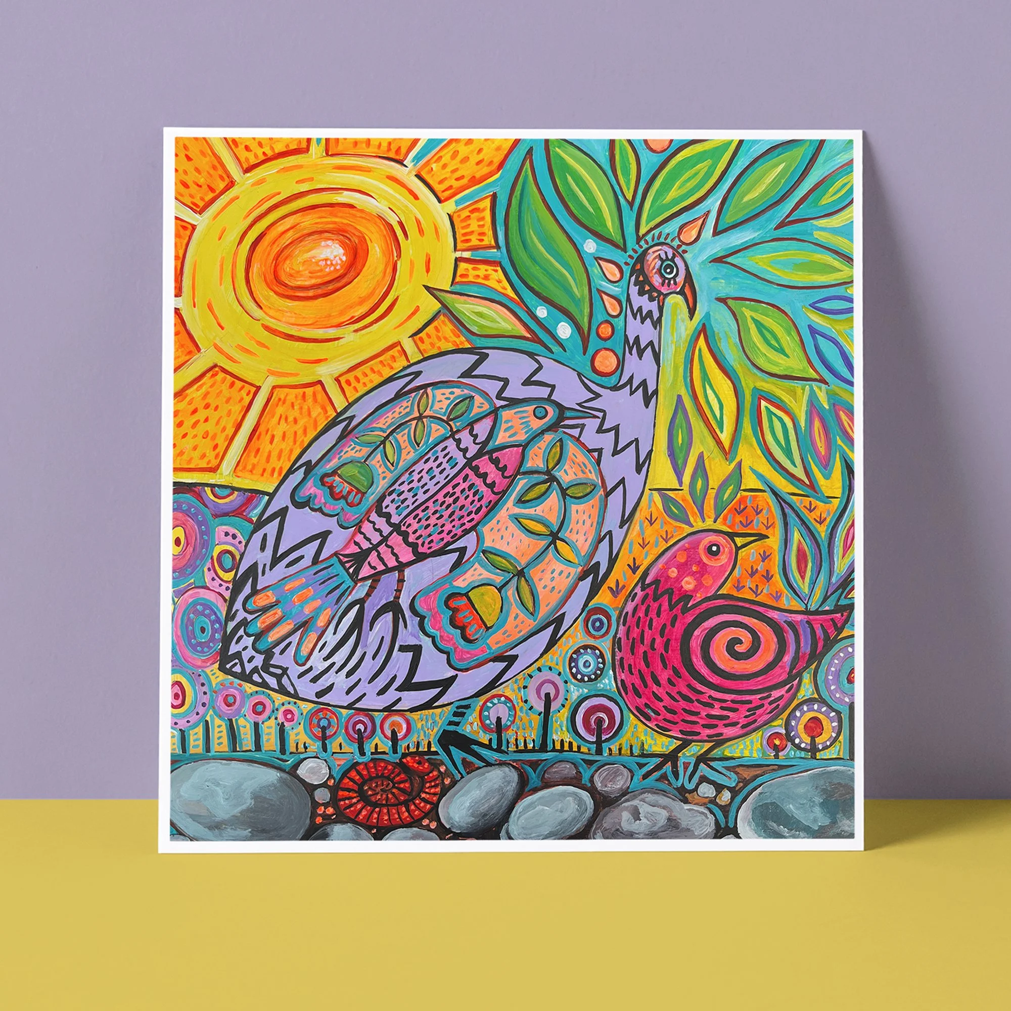 Hand Painted Folk Art Greeting Card - Beauty Inside & Out
