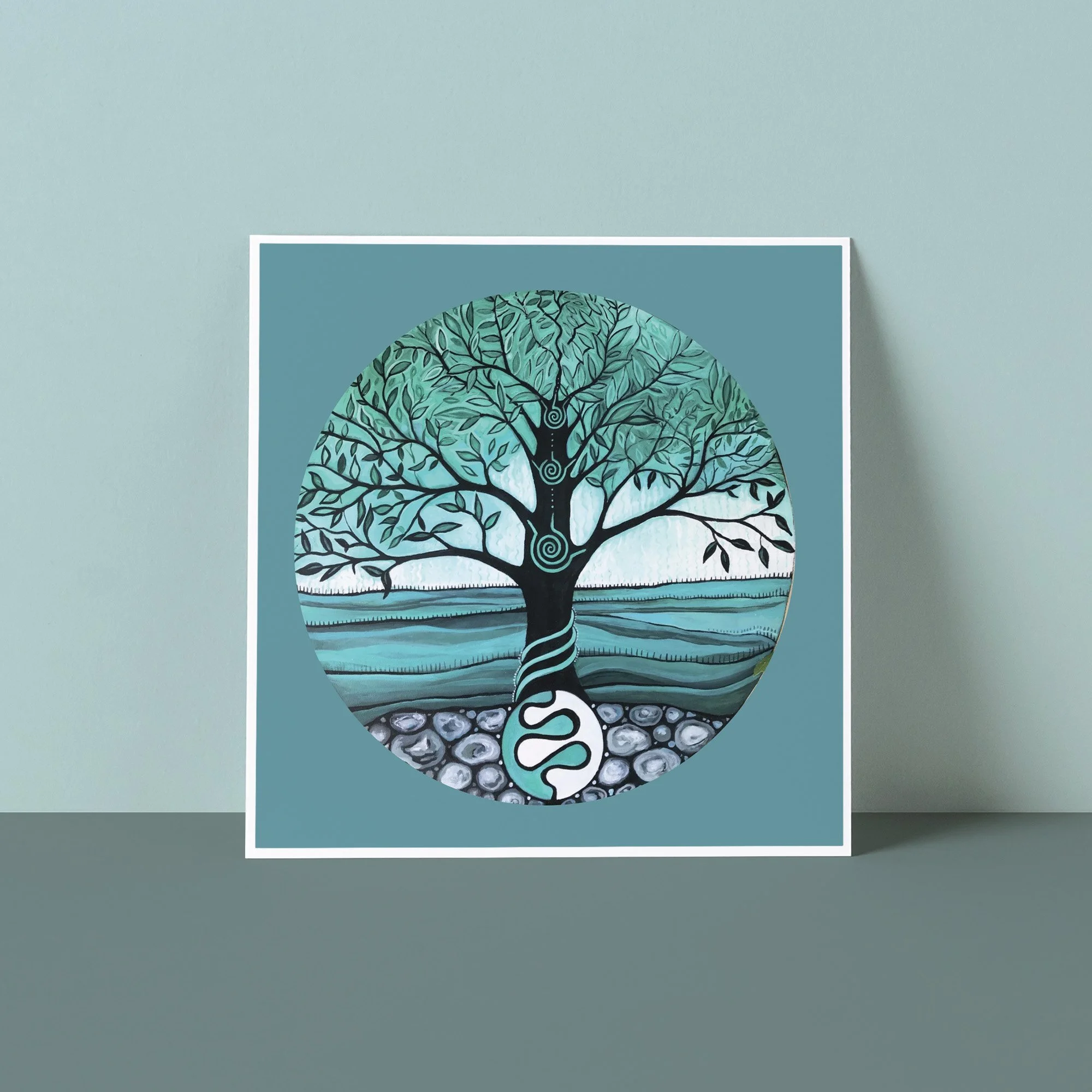 Hand Painted Folk Art Greeting Card - Energetic Patterns