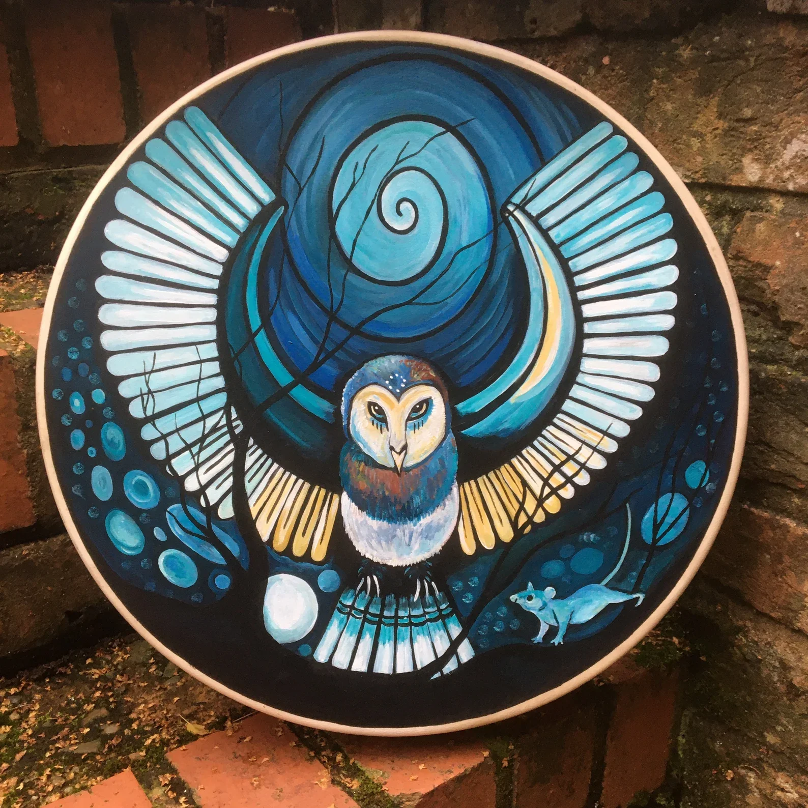 Moonlit Messenger – Original Hand-Painted Shaman Drum