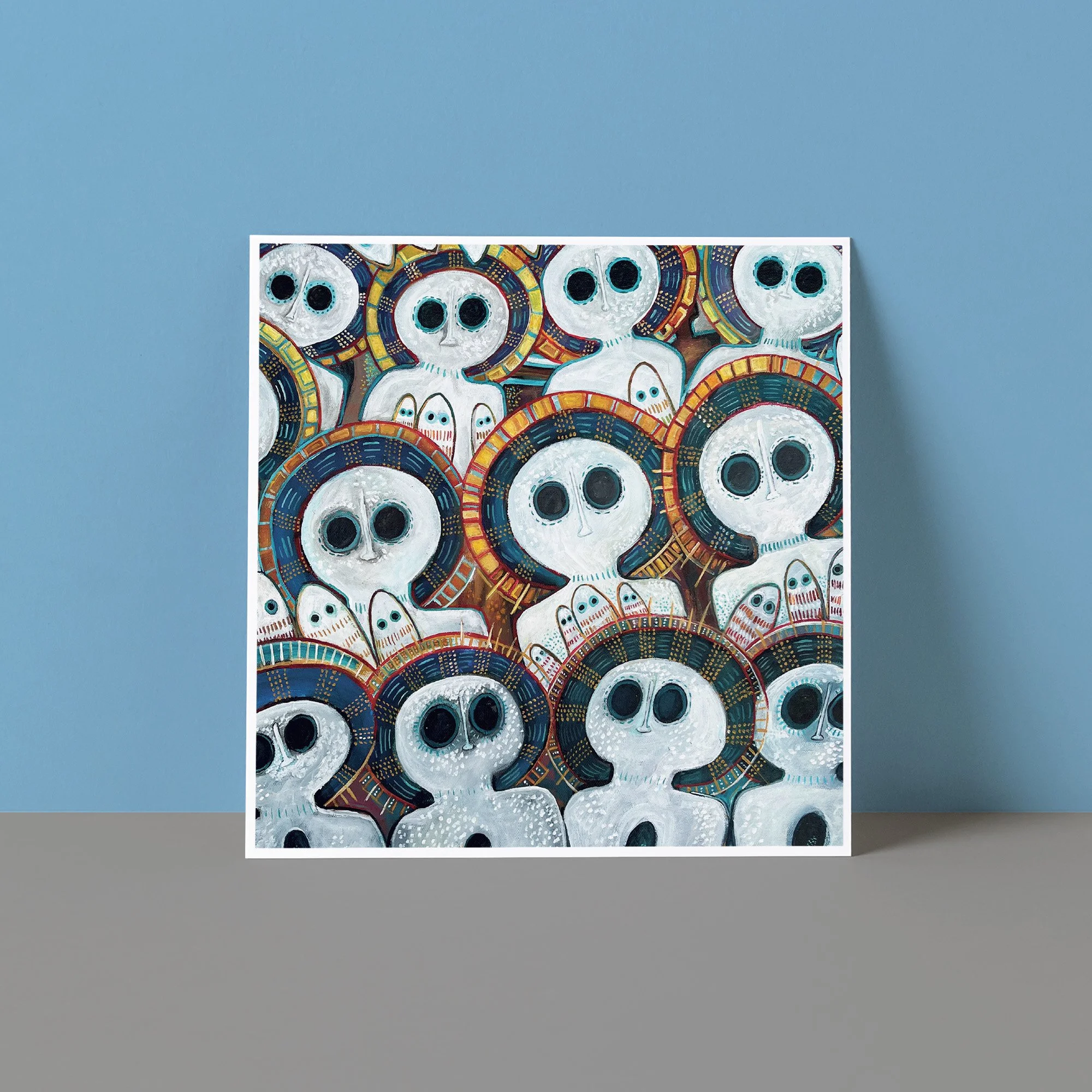 Hand Painted Folk Art Greeting Card - The Cosmos