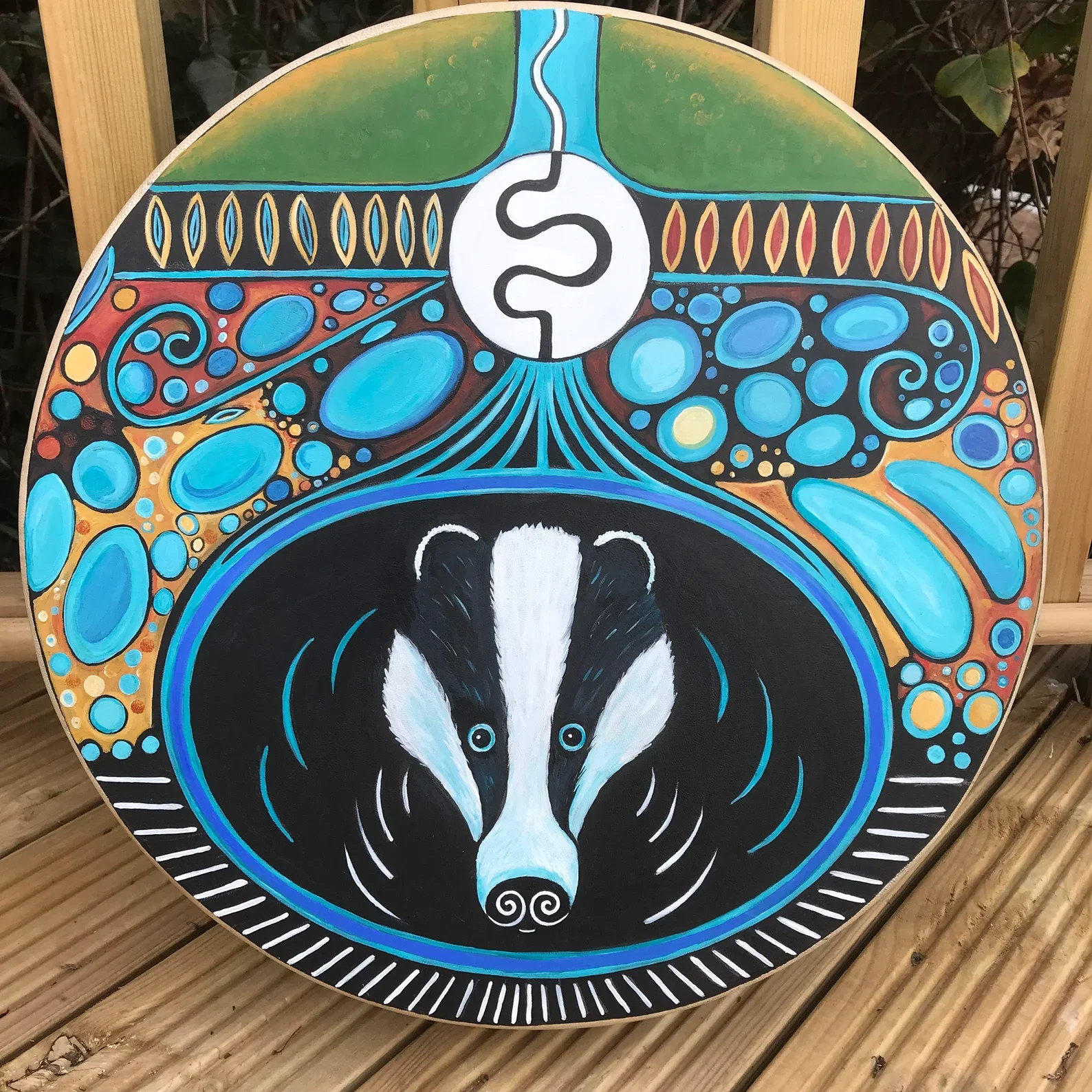 Badger's Path – Original Hand-Painted Shaman Drum