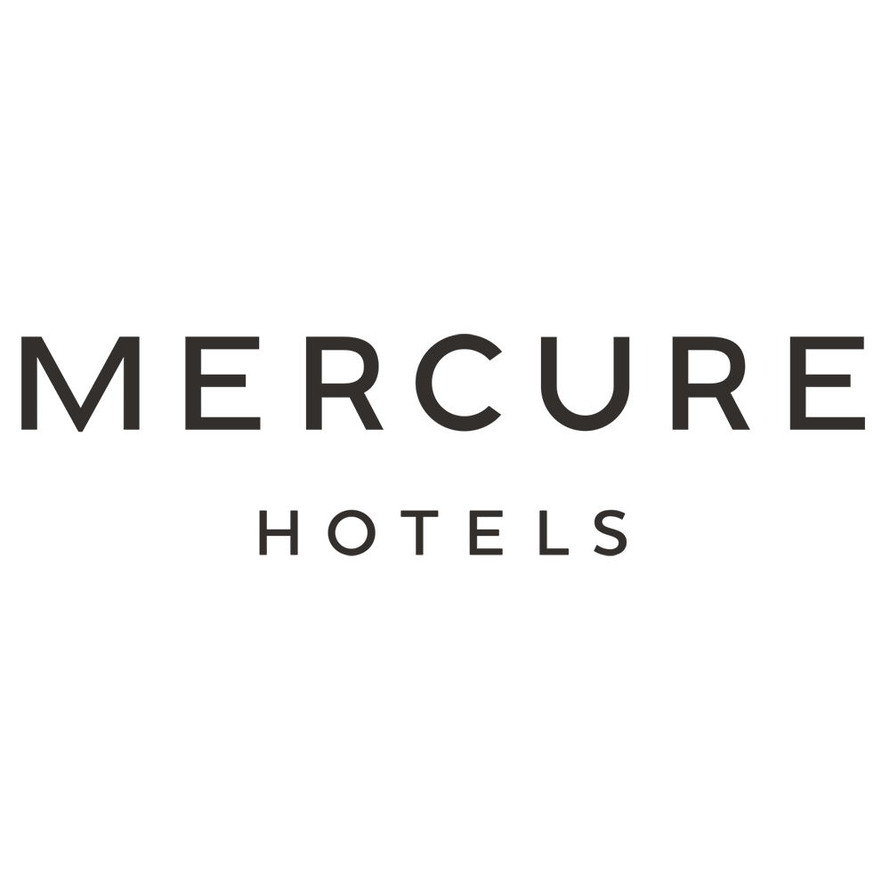 Logo of Mercure Hotels, featuring a stylized bird with outstretched wings above the words 'Mercure Hotels'.