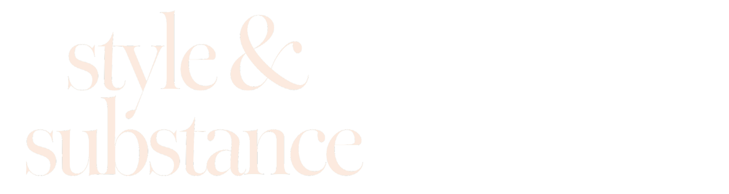 Stylish text logo reading 'style & substance' in beige on black background.
