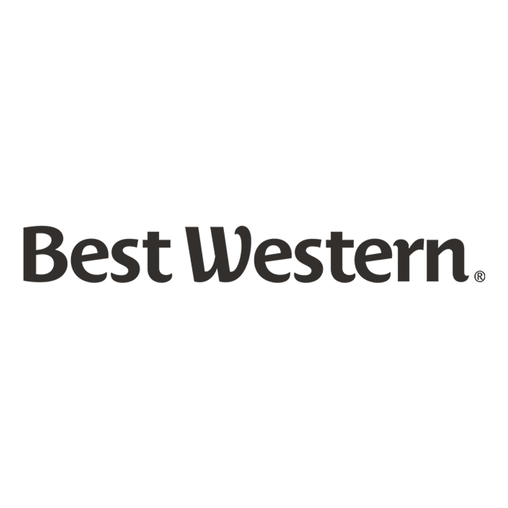 Black and white logo of Best Western hotel chain, featuring a stylized mountain range and the company name in bold text.
