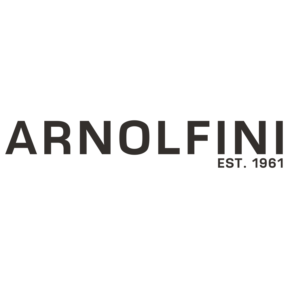 Black and white logo with silhouette of a dog, the text 'ARNOLFINI' and 'EST. 1961' underneath.