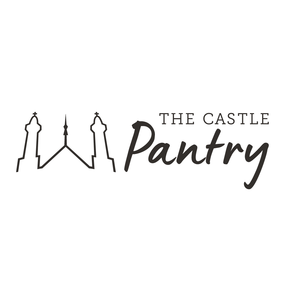 Logo for the Castle Pantry featuring a stylized castle silhouette and elegant script text.