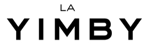 Text reading 'LA YIMBY' with 'YIMBY' in large bold letters