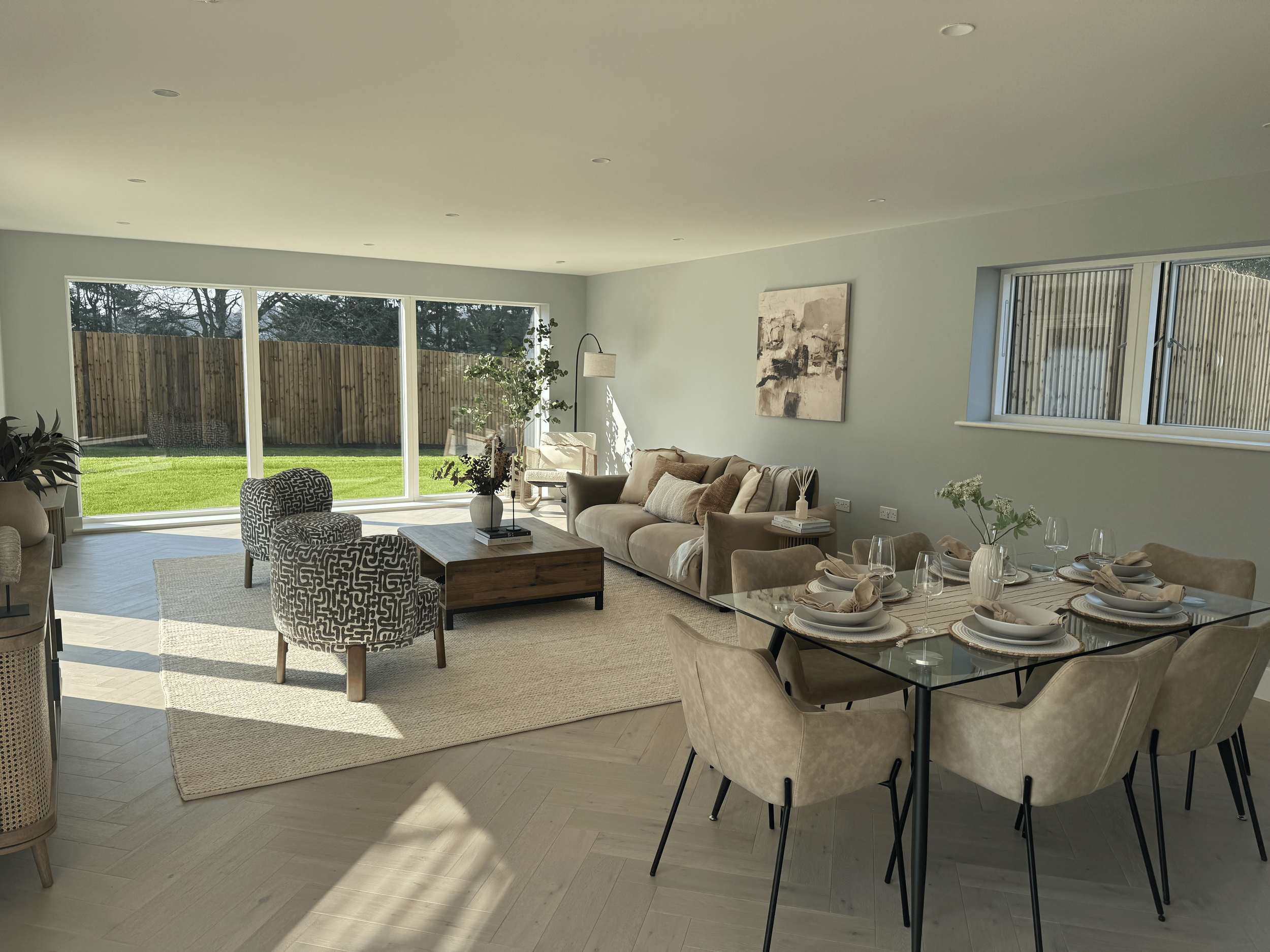 Living and dining room design ideas, professional staging, interior styling