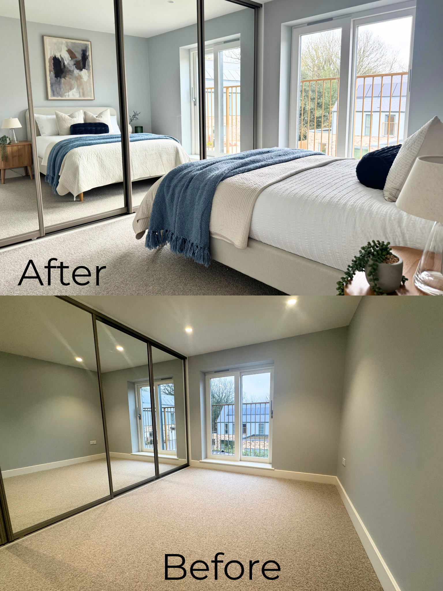Home staging for estate agents Hertfordshire - before and after bedroom