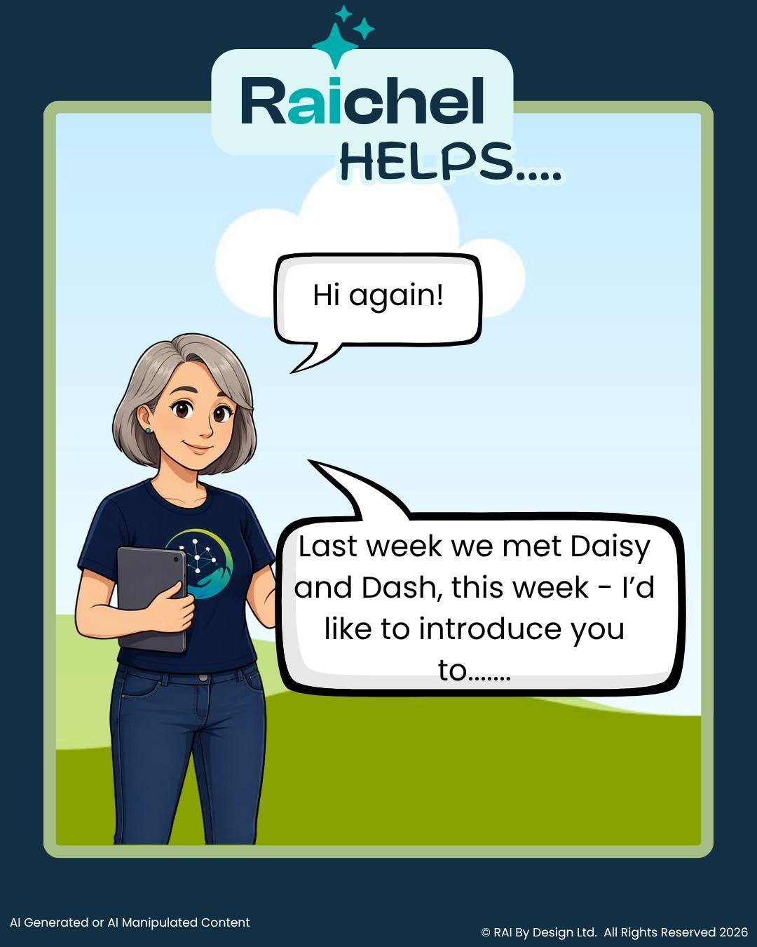 Last week you met our AI founders, Daisy + Dash, this week we want to introduce the next character from our crew who will form the cast of our Responsible AI comic series called "Raichel Helps...". 

MEET THE CREW:  Penny - an AI Investor. 