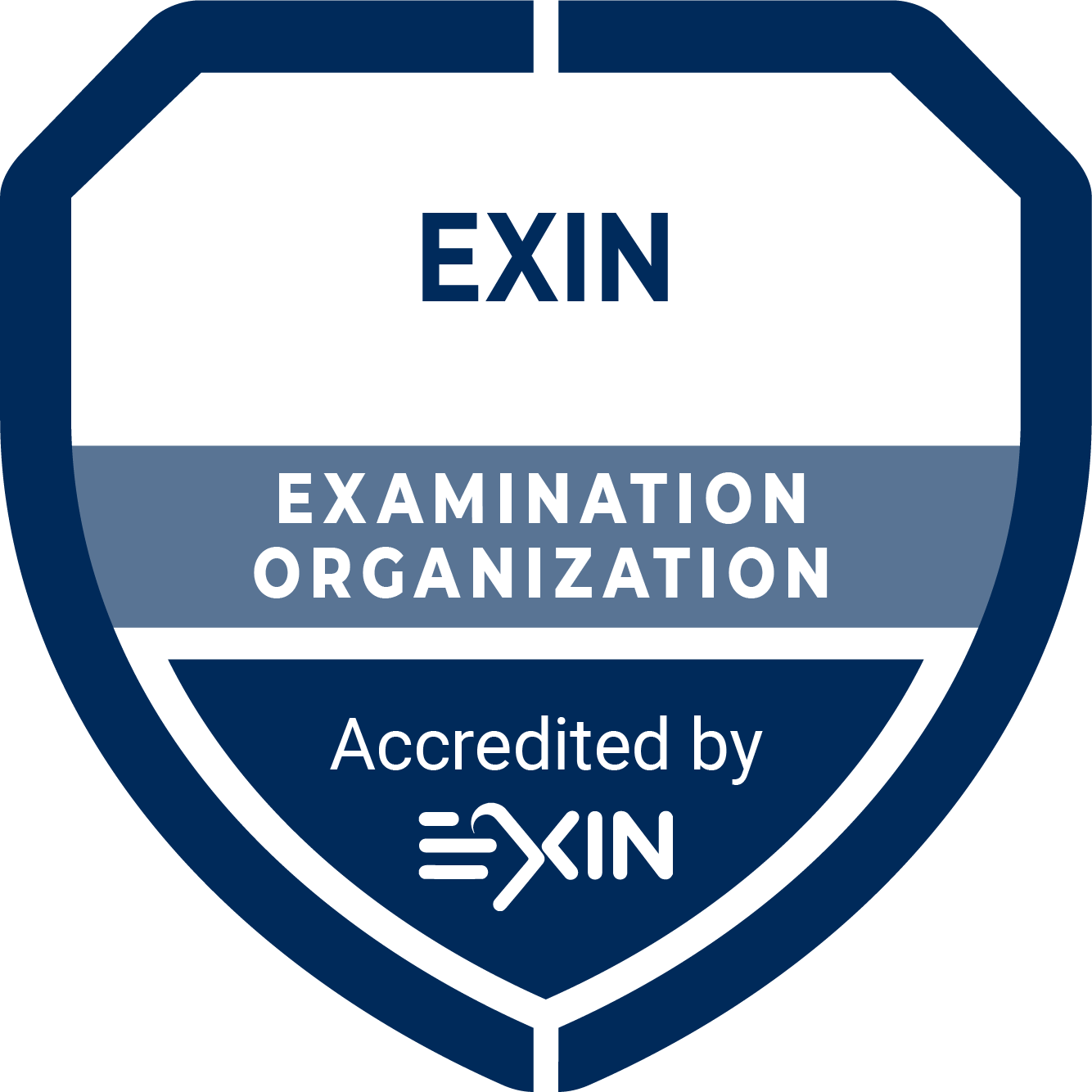 Exin certification badge for Examination Organization, accredited by Exin