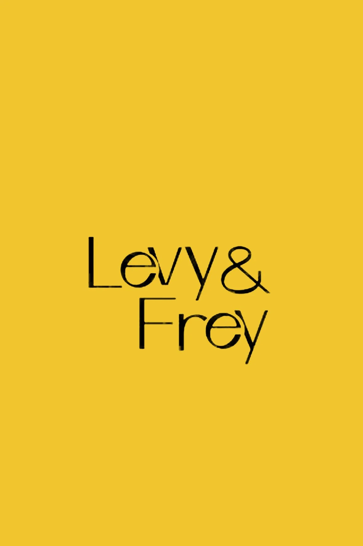Das Bild zeigt einen gelben Hintergrund mit dem Text "Levy & Frey" in schwarzer, unregelmäßiger Schrift.