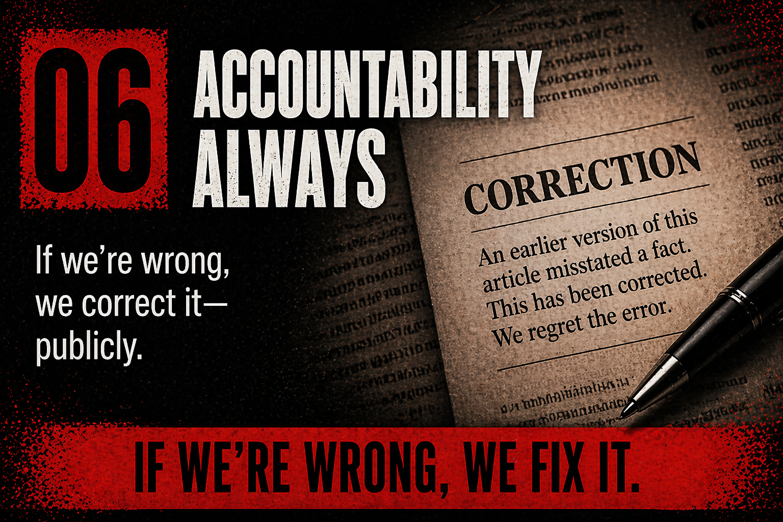 Political accountability and journalistic ethics, corrections, responsibility, and public trust