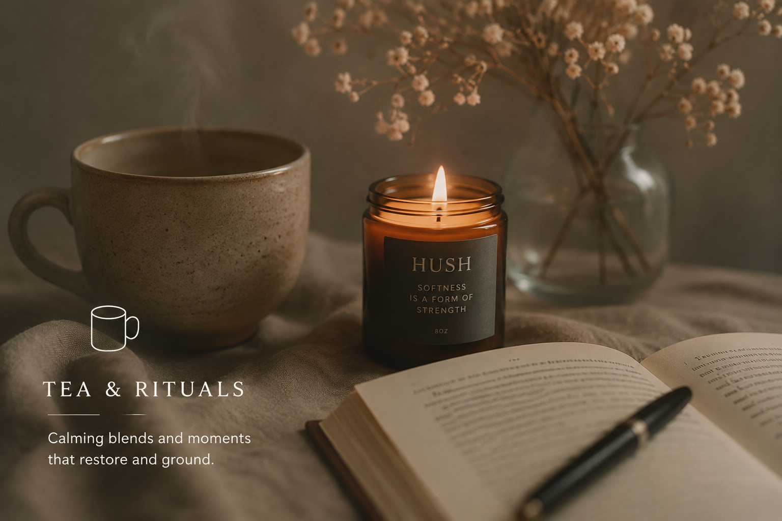 Tea mug candle journal rituals