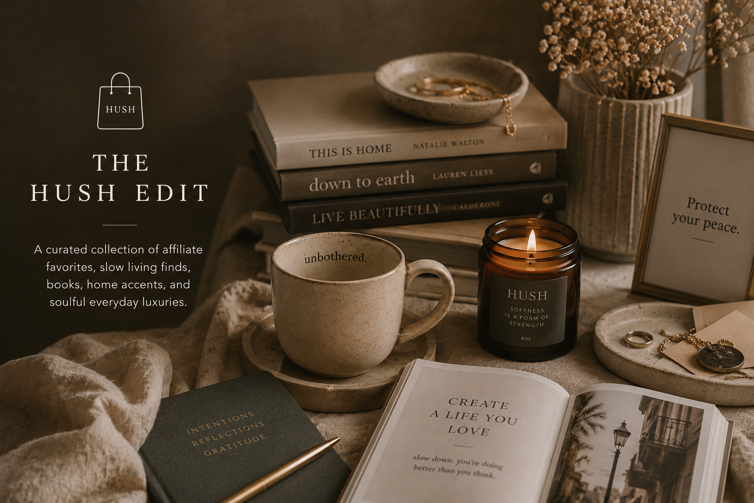 a curated collection of affiliate favorites, slow living finds, books, home accents, and soulful everyday luxuries.