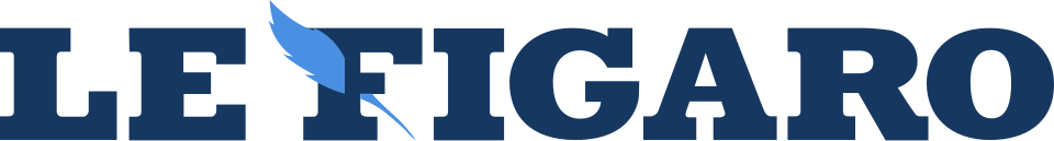Logo de Le Figaro avec une plume bleue au-dessus du texte.