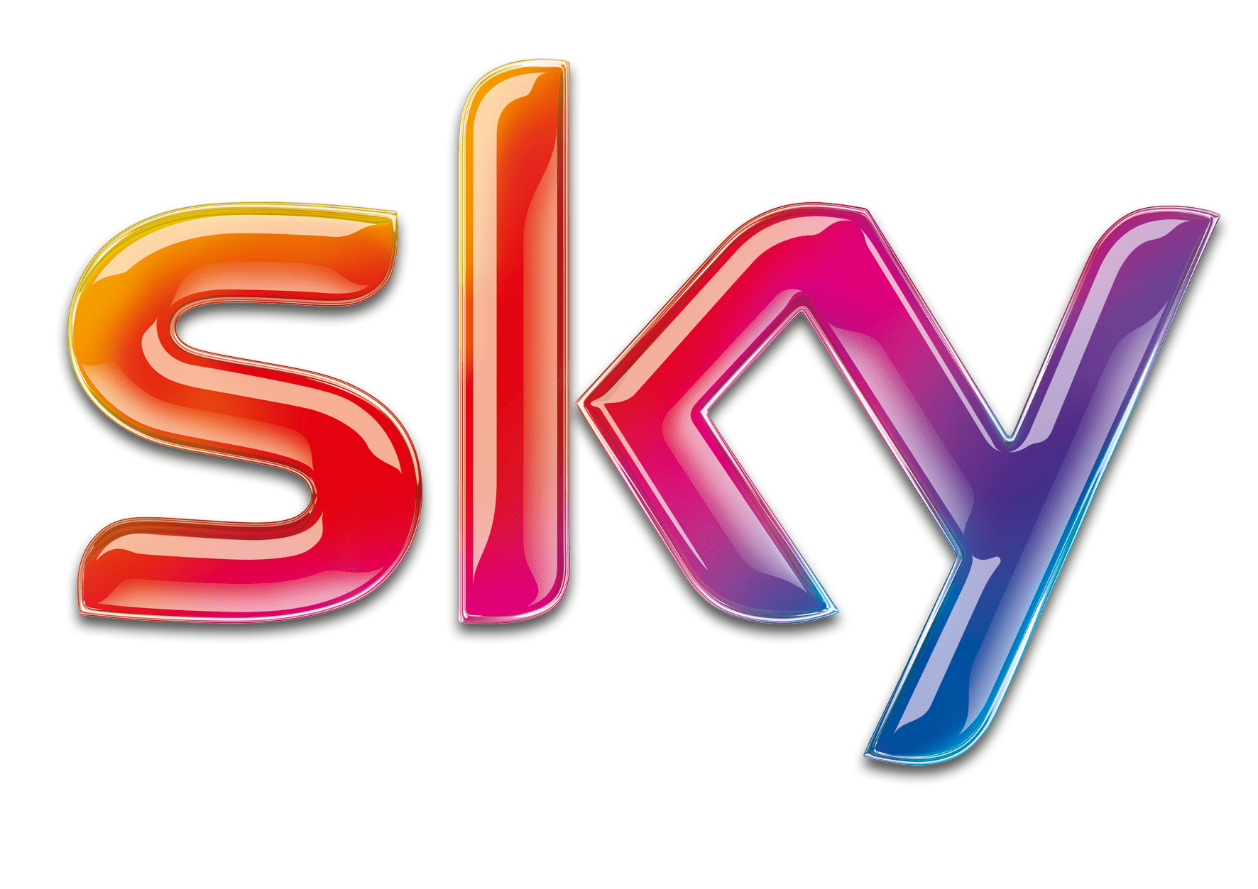 Colorful neon logo spelling out 'Sky' with a black background.