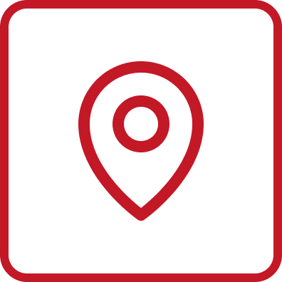 Red location pin icon on a black background.