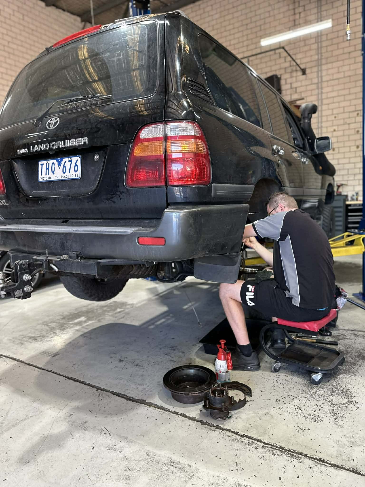 Brake and suspension repairs being carried out at Jalmac Automotive in Ringwood