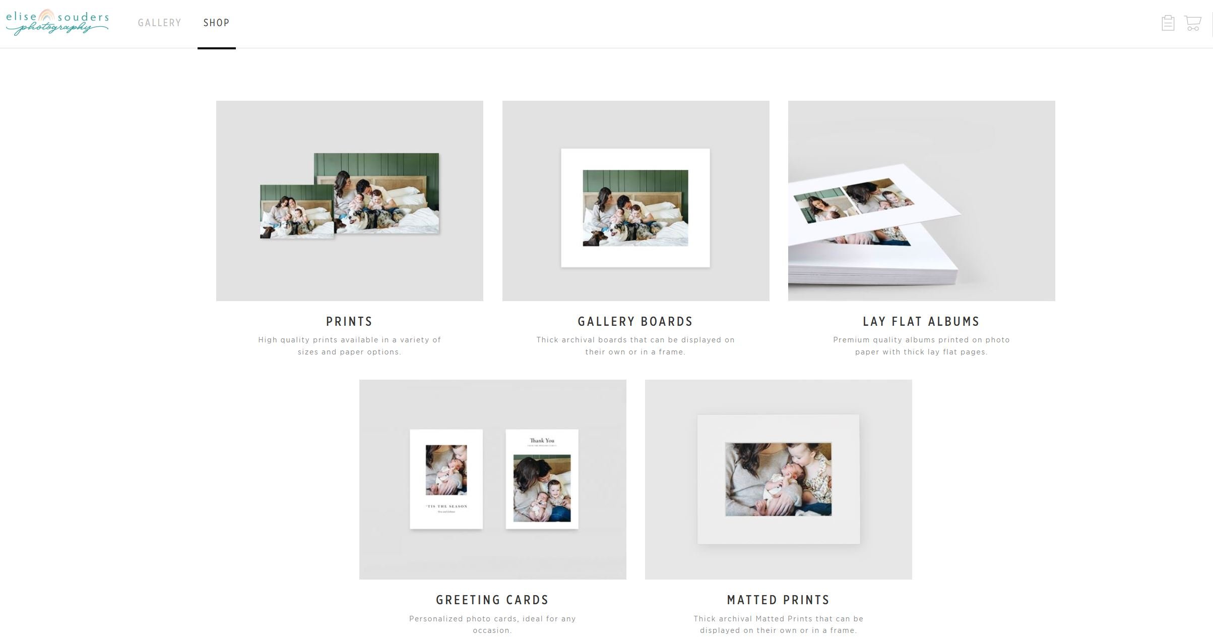 Example of photo prints available inside a client's Pic-Time photo gallery - Bend, Oregon Photographer